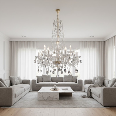 Klassieke plafondkroonluchter lamp verlichting kristal nieuw Boheems armatuur.