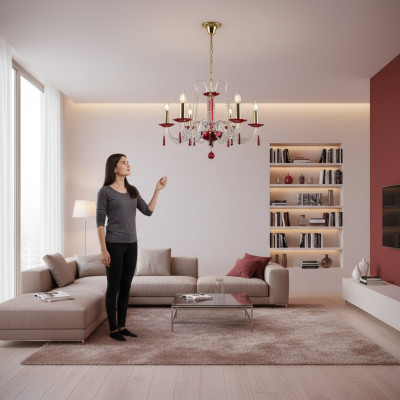 Kroonluchter in antieke stijl lamp rode lichtkap lampen kroonluchter lamp kristal