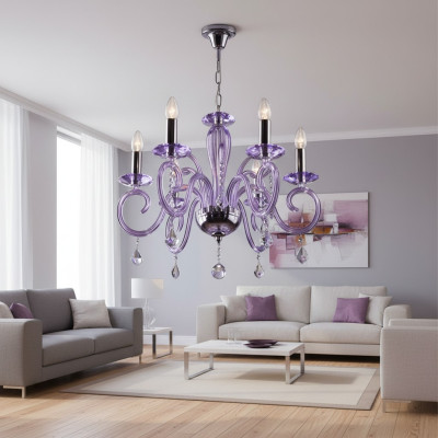 Bohemen Moderne Kroonluchters Licht Plafondverlichting Kroonluchter Kristal Mauve Lamp