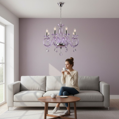 Bohemia Moderne Lamp Plafond Lamp Kroonluchter Kristal Paarse Lamp Kroonluchter