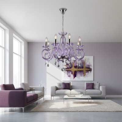 Bohemia Moderne Lamp Plafond Lamp Kroonluchter Kristal Paarse Lamp Kroonluchter
