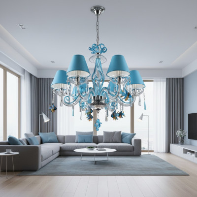 Bohemen Moderne kroonluchters Licht Plafondverlichting Kristallen kroonluchter Blauwe lamp