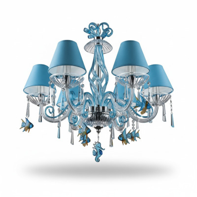 Bohemen Moderne kroonluchters Licht Plafondverlichting Kristallen kroonluchter Blauwe lamp