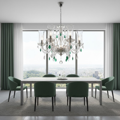 Ontwerp Bohemen Kroonluchter Plafondlampen Blauw Kristal Lamp Verlichting