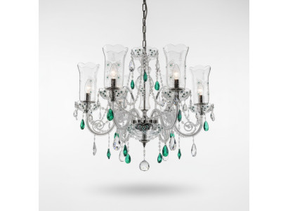 Ontwerp Bohemen Kroonluchter Plafondlampen Blauw Kristal Lamp Verlichting