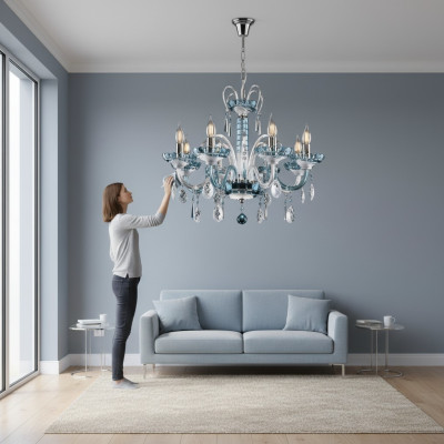 Design kroonluchter Bohemia plafondlamp blauwe kristallen lamp lampen verlichting