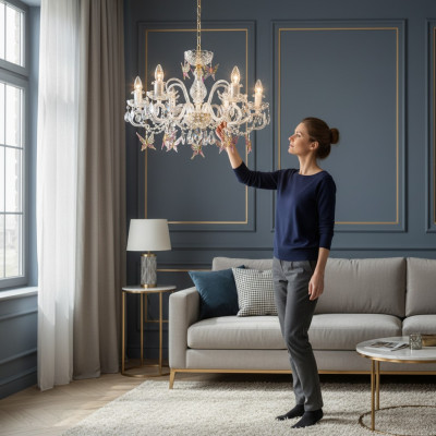 Design Kroonluchter Bohemia Goud Kristallen Lamp Lampen Verlichting Plafondlamp