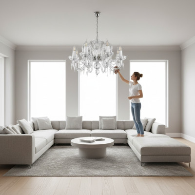 Woon-eetkamer kroonluchter plafondlamp armatuur lamp kristallen lampen.