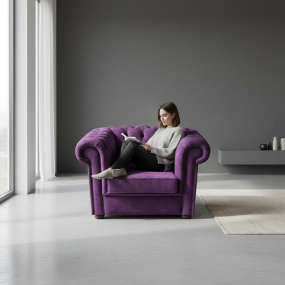 Chesterfield fauteuil bank gestoffeerd 1-zits velours design banken sofa's.