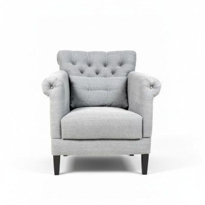 Fauteuil Club Lounge Designer Stoel Gestoffeerde Bankstoel 1-Zits Relax TV Grijs