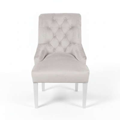 Grijze Chesterfield stoelen met kloppers Luxe design bekleding Hotelstoel set van 6 stuks