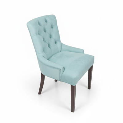 Klassieke Chesterfield blauwe stoel gestoffeerde fauteuil textiel leunstoel