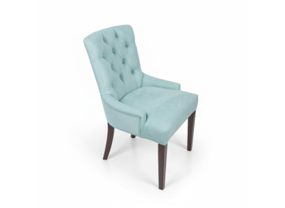 Klassieke Chesterfield blauwe stoel gestoffeerde fauteuil textiel leunstoel