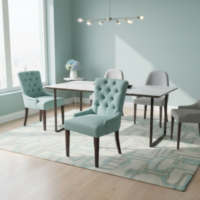 Ontwerp stoelen Chesterfield setstoel bekleding hotelgroep 6xSet nieuw textiel