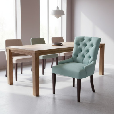 Lichtblauwe Chesterfield stoelset Moderne eetkamerstoelen Eetkamer 8-delige Stoelset