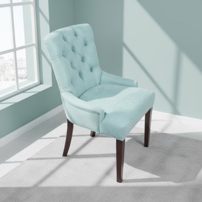 Moderne lichtblauwe Chesterfield stoelset Designer fauteuils Luxe zitmeubels.