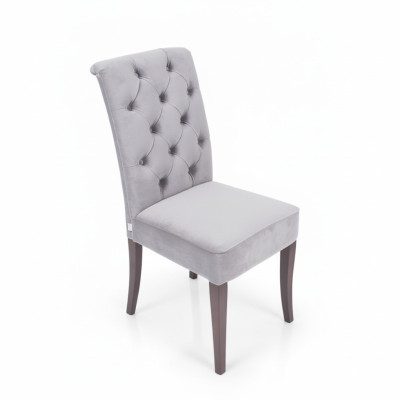 Exclusieve grijze Chesterfield stoel Luxe eendelige designer eetkamerstoelen