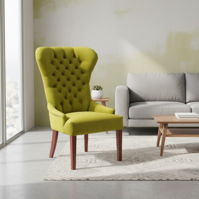 Klassieke Chesterfield Groene Stoel Fauteuil Bekleding Textiel Leunstoel Stoelen Stof