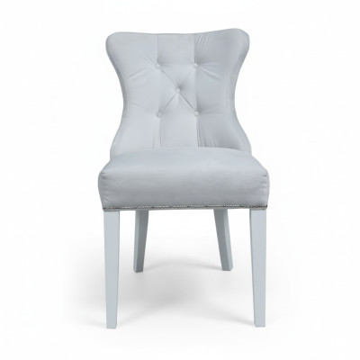 Ontwerper Grijze stoelen Chesterfield Design gestoffeerde stoelset van 4 stuks.