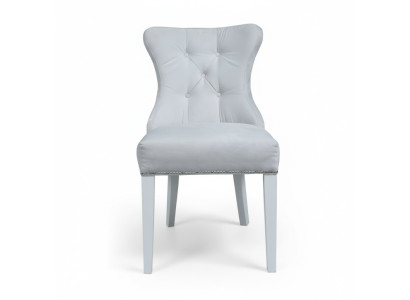 Ontwerper Grijze stoelen Chesterfield Design gestoffeerde stoelset van 4 stuks.
