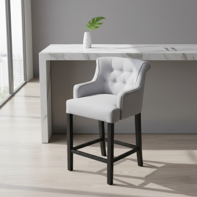 Grijze barkrukken 2-delige set Barkrukken Chesterfield stoelen Designer set