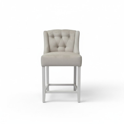 Helle grijze Chesterfield barkruk - ontwerper zitstoel - luxueuze eenzitter.