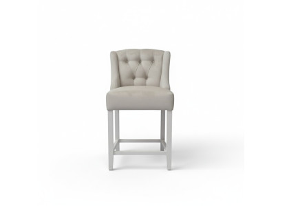 Helle grijze Chesterfield barkruk - ontwerper zitstoel - luxueuze eenzitter.