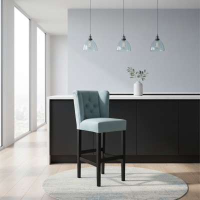 Blauwe barkrukken set van 2 stoffen barkrukken barkruk toonbankstoel Chesterfield stoelen