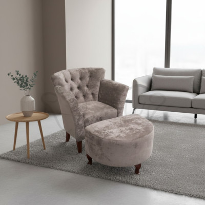 Hocker Voetenbank Bijzetkruk Ottomane Zitbank Chesterfield Bekleding Nieuw