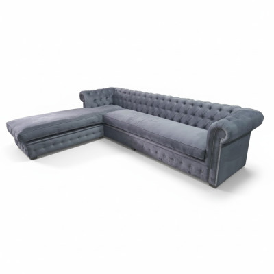 Samt hoekbank Chesterfield textiel stof hoekbank bank gestoffeerde bank hoeksalon.