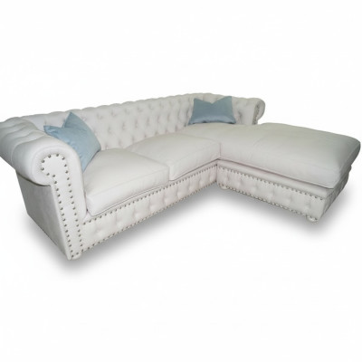 Zetel Velours Hoekbank Chesterfield Textiel Stof Hoekbank Bekleding Sofa Hoekcombinatie