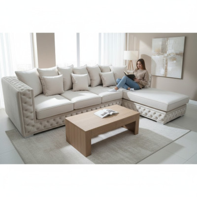 Chesterfield Design Bank Hoekbank Bekleed Zithoek Moderne Stof