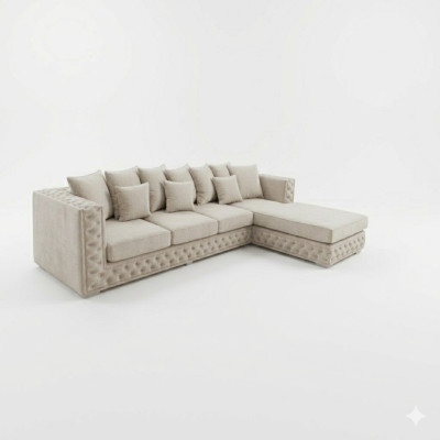Chesterfield Design Bank Hoekbank Bekleed Zithoek Moderne Stof