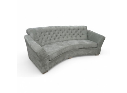 Driepersoons halfronde Chesterfield gestoffeerde bank beige.