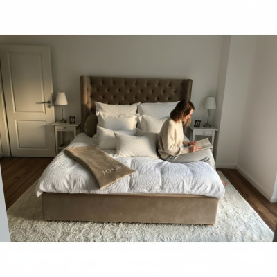 Chesterfield Bed Gestoffeerd Dubbel Hotelbed Slaapkamer 140x200cm Bruin Nieuw