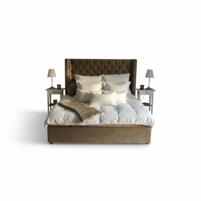 Chesterfield Bed Gestoffeerd Dubbel Hotelbed Slaapkamer 140x200cm Bruin Nieuw