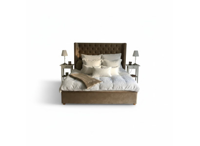 Chesterfield Bed Gestoffeerd Dubbel Hotelbed Slaapkamer 140x200cm Bruin Nieuw