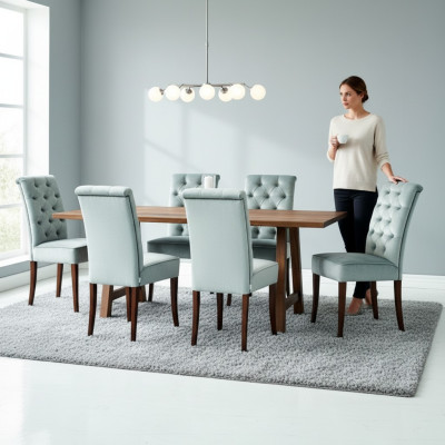 Ontwerp Eettafel 4 Chesterfield Stoelen Eetkamer 5-delige set