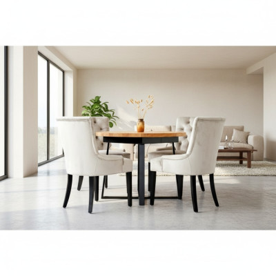 Ontwerp eetkamertafel + 6 Chesterfield leunstoelen Zitgroep Stoelen