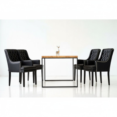 Eetkamertafel + 4 Chesterfield stoelen Luxe eetkamerset 5-delig set.