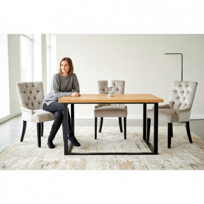 Eetkamerstoel tafel + 4 Chesterfield stoelen set bekleding