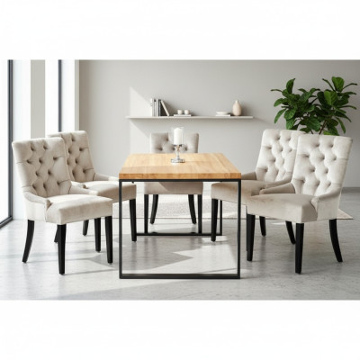 Eetkamerstoel tafel + 4 Chesterfield stoelen set bekleding