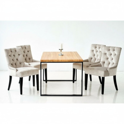 Eetkamerstoel tafel + 4 Chesterfield stoelen set bekleding
