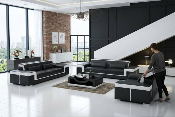 Sofa set Bank bank Bank bank 3+1+1 compleet set garnituren 3-delig.