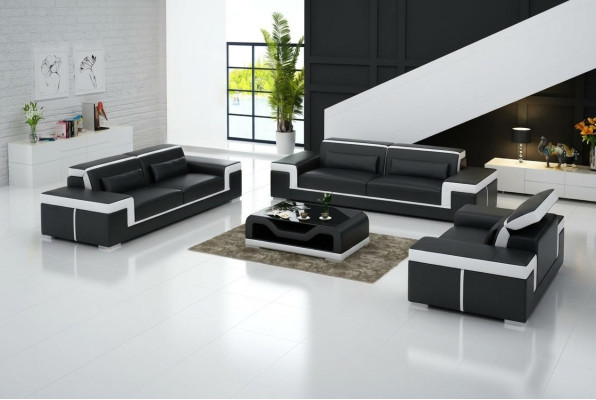 Ontwerp Bank Beklede Bankstellen Leer Modern Bankstel 3+1 Zits Complete Set Nieuw