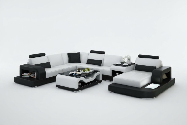 Leren bank Bank Woongroep Hoekbank Hoekbank Set Ontwerp Modern Bankstel met USB.