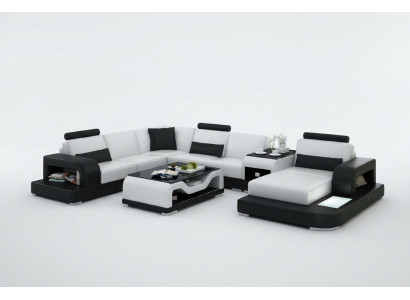 Leren bank Bank Woongroep Hoekbank Hoekbank Set Ontwerp Modern Bankstel met USB.