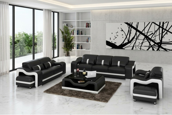 Ontwerp bankstel bank bekleding banken leer modern 3+2 zits compleet set nieuw