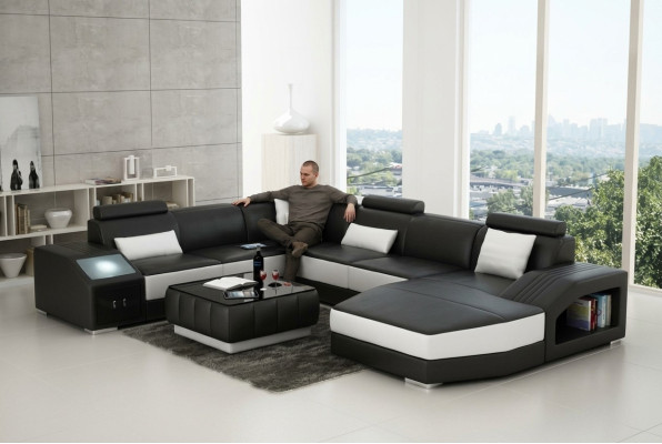 Eckbankstel Leren Bank Woonkamer Bankstel Sofa's Woonlandschap + USB