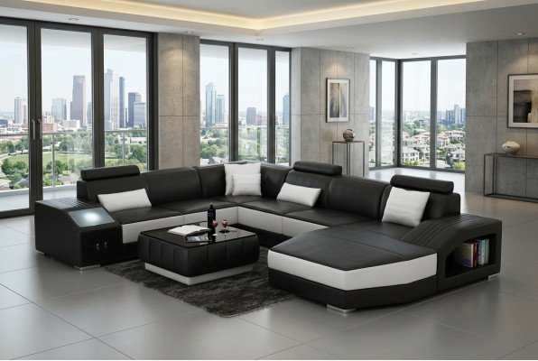 Eckbankstel Leren Bank Woonkamer Bankstel Sofa's Woonlandschap + USB